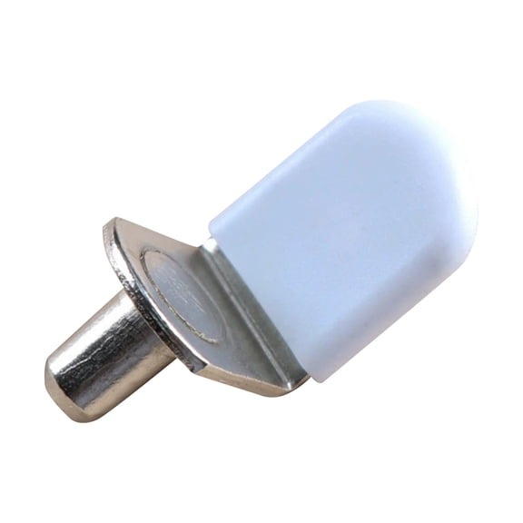 Nickel L-Shaped Shelf Pins with White Rubber Sleeve – 5mm x 10mm Glass Shelf Brackets, Pack of 5