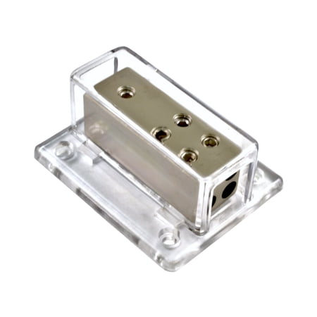 Nickel Plated 1 x 4 Gauge Input to 4 x 8 Gauge Output Power/Ground Distribution Block