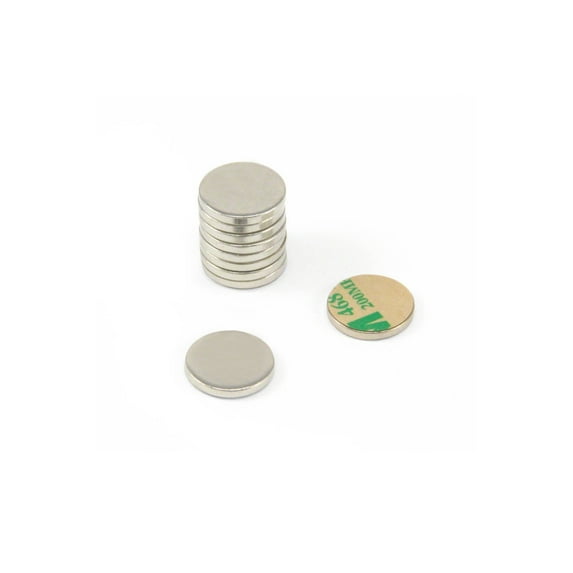 Nickel Plated Mild Steel Disc with 3M Self-Adhesive - 20mm dia x 2mm thick (Pack of 10)