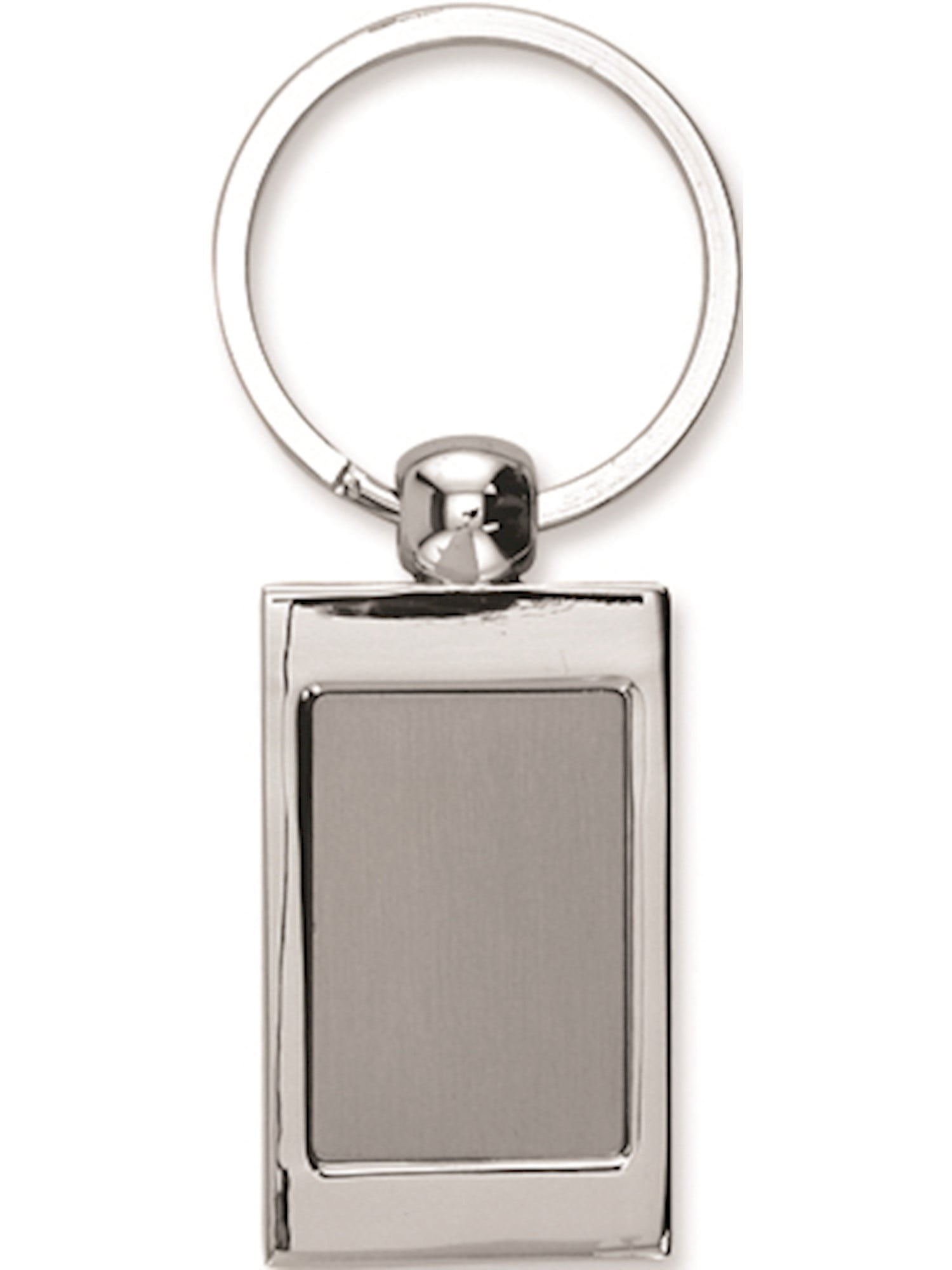 Nickel-Plated Polished And Satin Rectangle Key Ring Designer Jewelry by Sweet Pea