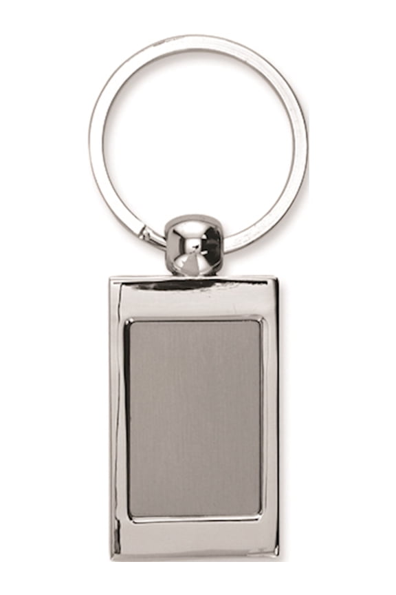 Nickel-Plated Polished And Satin Rectangle Key Ring Designer Jewelry by Sweet Pea