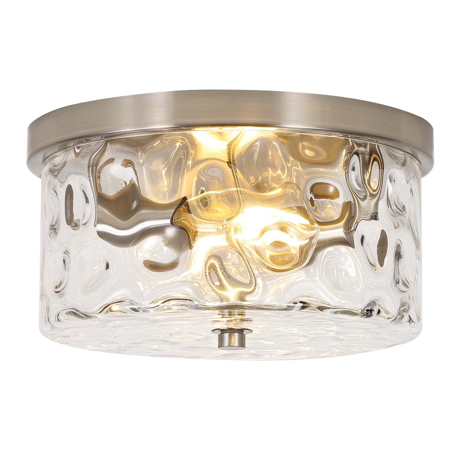 Nickel Vintage Ceiling Light Fixture Semi Flush Mount with Bubble Glass Shade 2-Light Farmhouse Ceiling Light Ceiling Lamp for Living Room Bedroom Foyer Hallway 11.8"