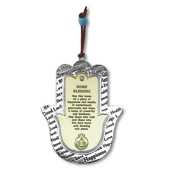 Nickel and Copper Blessing for Home in English Good Luck Wall Decor Hamsa Hand