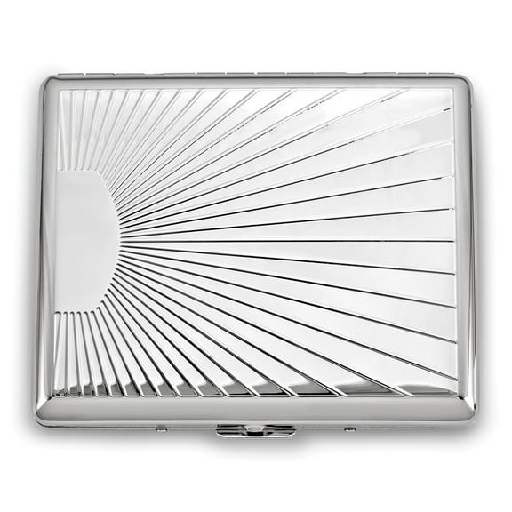 Classic Silver Sunburst Cigarette Case Metal 100's