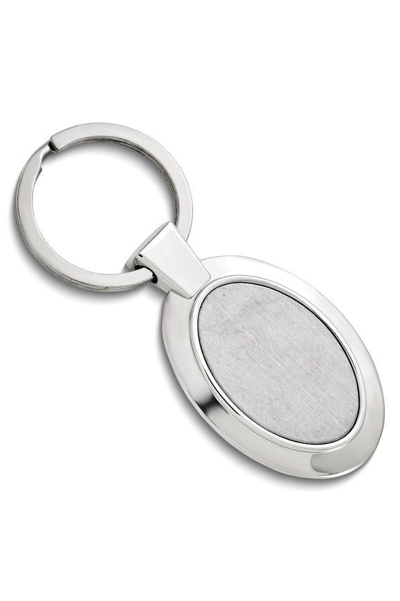 Nickel-plated Polished and Satin Engravable Oval Key Ring