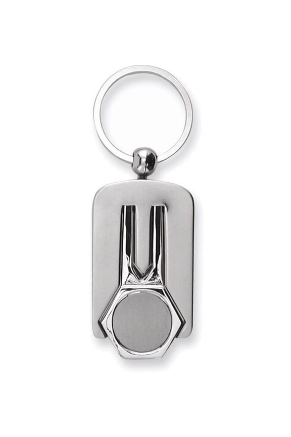 Nickel-plated Polished and Satin Golf Divot Key Ring