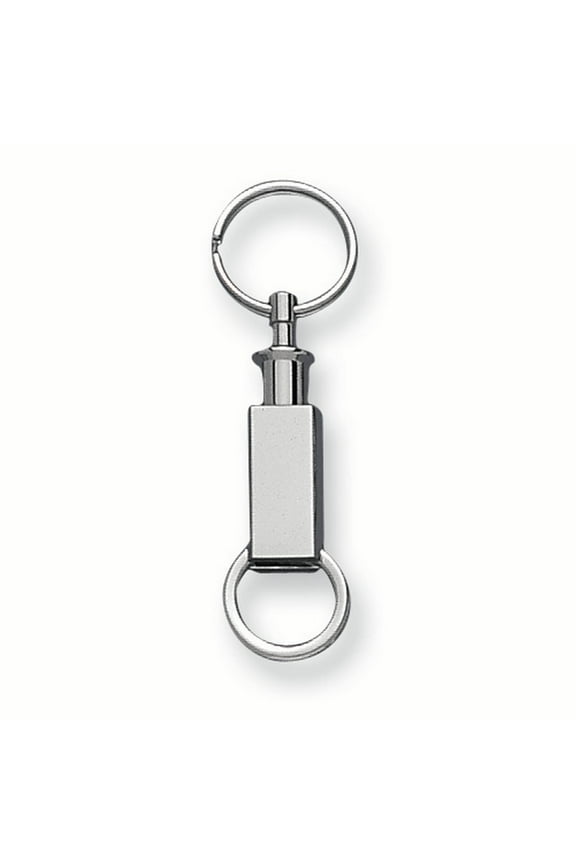 Nickel-plated Rectangular Double Valet Key Ring - Engravable Gift Item