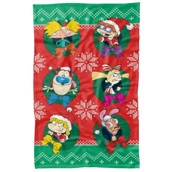 Nickelodeon 90'S Blanket, 36'x58' Combo Character Wreaths Fleece Blanket