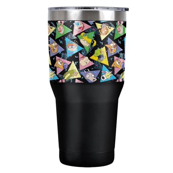 Nickelodeon 90'S Official Nick 90'S Heads 30 oz Travel Tumbler, Stainless Steel, Vacuum Insulated with Leak Resistant Slide-Lock Lid