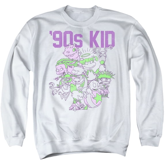 Nickelodeon 90S 90'S Kid Unisex Adult Crewneck Sweatshirt (X-Large) White