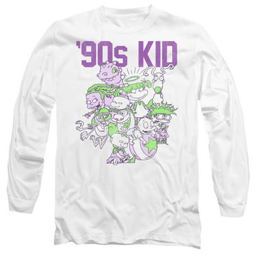 Nickelodeon 90S 90'S Kid Unisex Adult Long-Sleeve T Shirt (Large) White