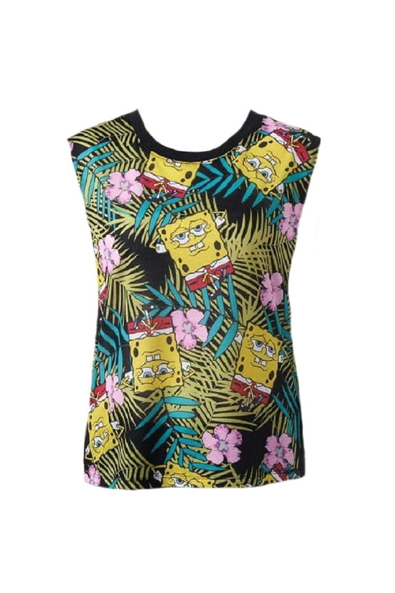 Awake Spongebob Squarepants Junior Women's Muscle Tee T-Shirt (Medium)