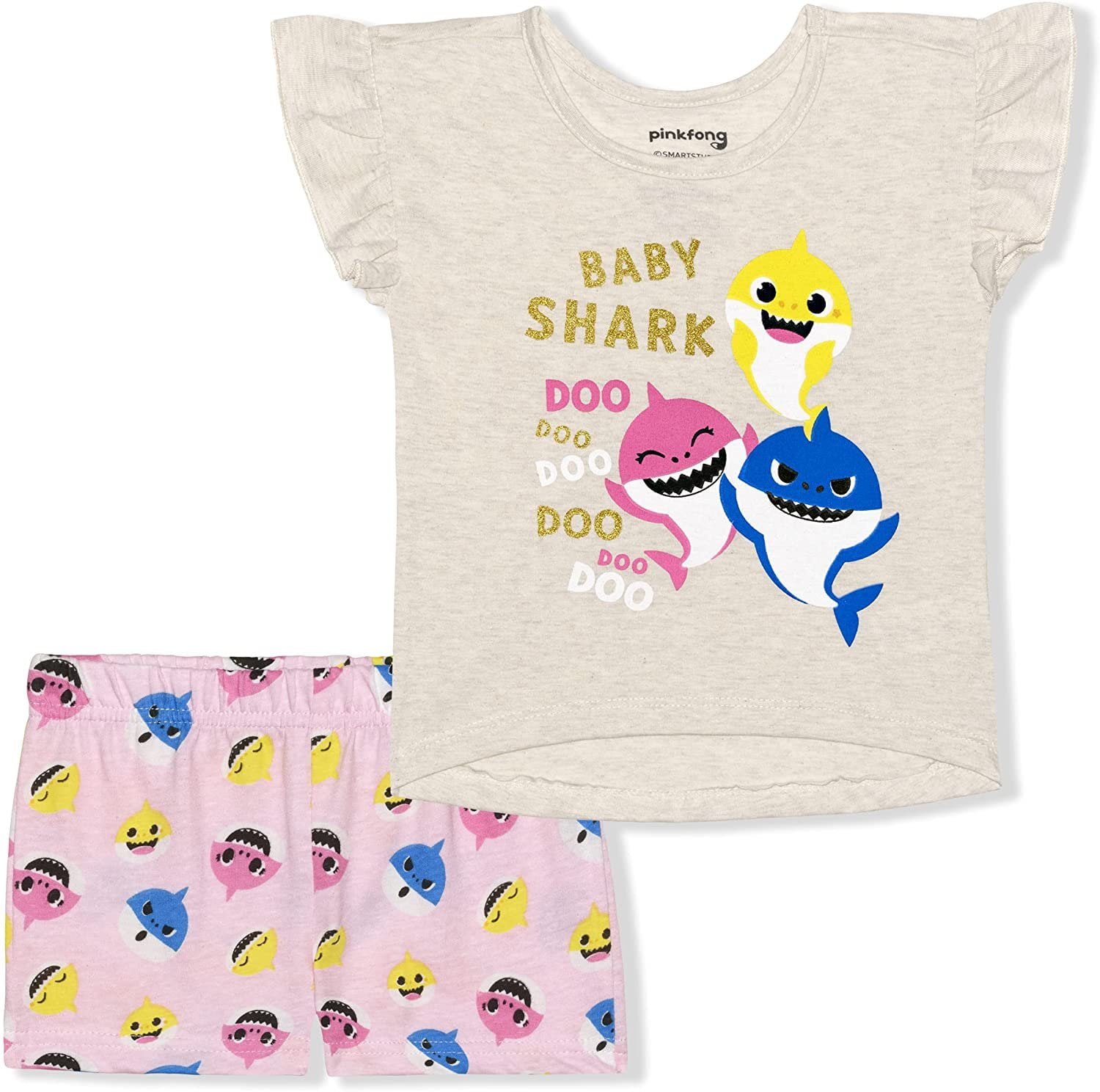Nickelodeon Baby Shark 2 Pack Shirts and Shorts Set for Girls Baby and Toddler Walmart