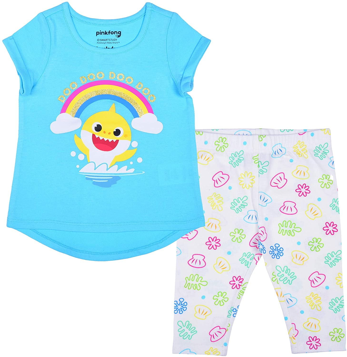Nickelodeon Baby Shark Girl's 2-Pack Tee Shirt and Leggings Set for Toddlers