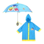 Nickelodeon Baby Shark Kids Umbrella with Matching Rain Poncho for Boys Ages 2-5