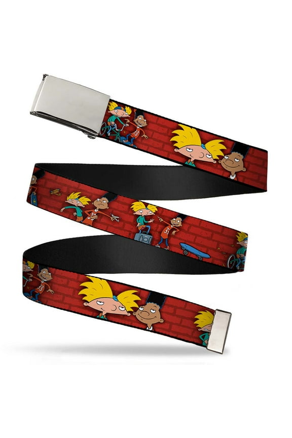 Adjustable Belt, Clamp Buckle, Cut-to-Fit, Arnold Gerald Poses Brick Wall