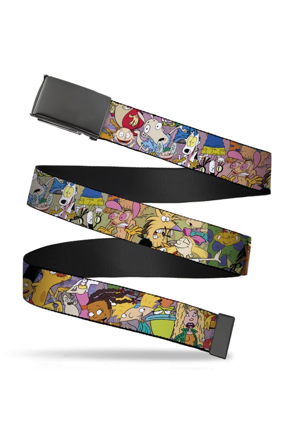 Adjustable Belt, Clamp Buckle, Cut-to-Fit, Nick 90s Rewind Character Mash Up Collage Pinks
