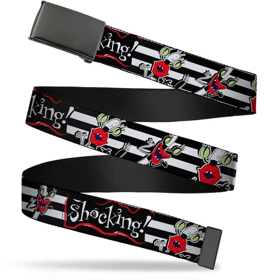 Adjustable Belt, Clamp Buckle, Cut-to-Fit, Oblina Poses Shocking Stripe Black White