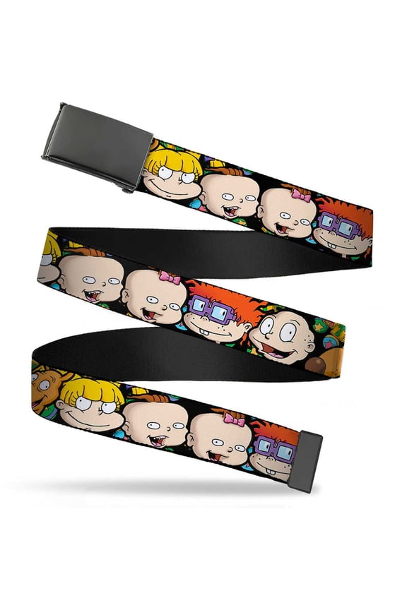 Adjustable Belt, Clamp Buckle, Cut-to-Fit, Rugrats Character Faces Close Up