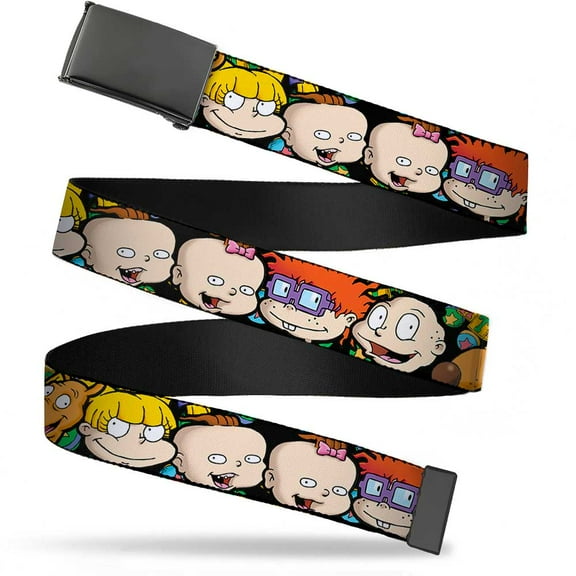 Adjustable Belt, Clamp Buckle, Cut-to-Fit, Rugrats Character Faces Close Up