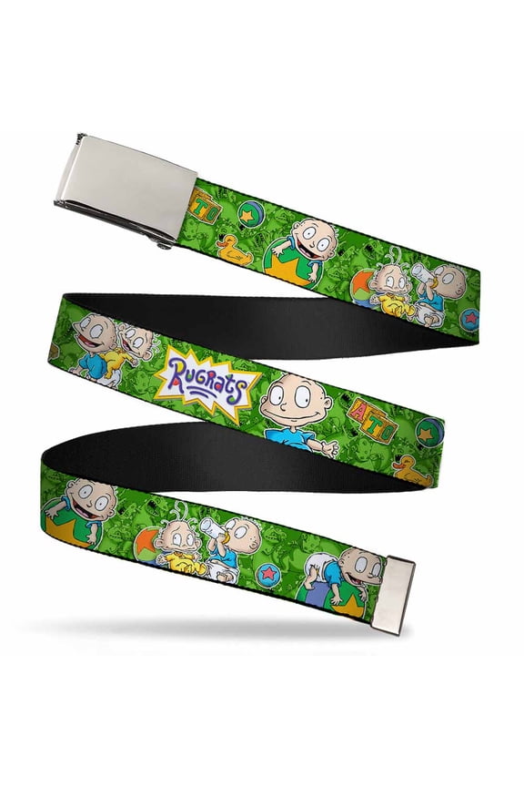 Adjustable Belt, Clamp Buckle, Cut-to-Fit, Rugrats Tommy Dill Poses Greens