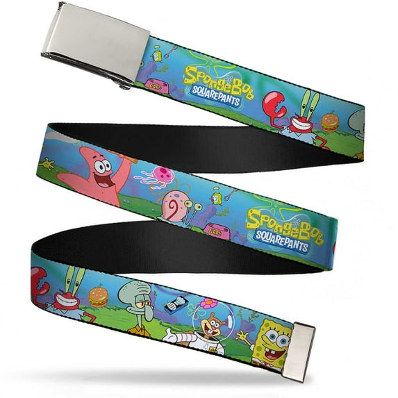 Adjustable Belt, Clamp Buckle, Cut-to-Fit, SpongeBob And Friends Logo