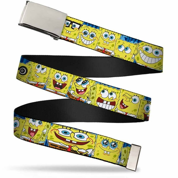 Adjustable Belt, Clamp Buckle, Cut-to-Fit, SpongeBob Expressions Stripe Blue