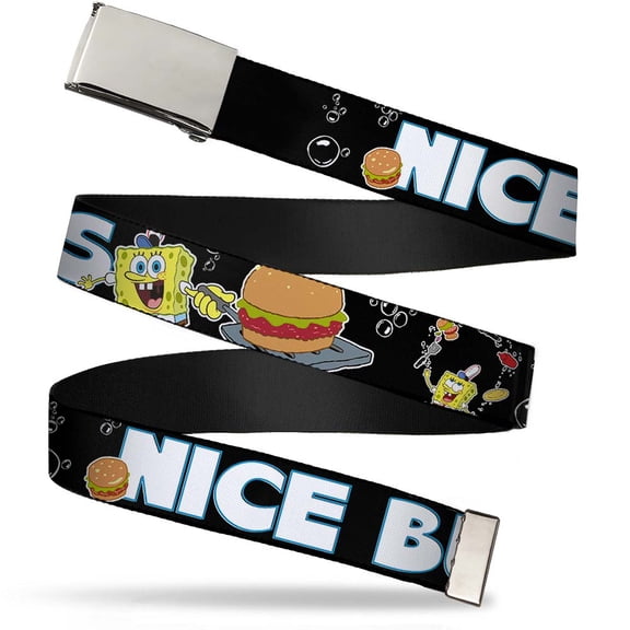Adjustable Belt, Clamp Buckle, Cut-to-Fit, SpongeBob Krabby Patty Nice Buns