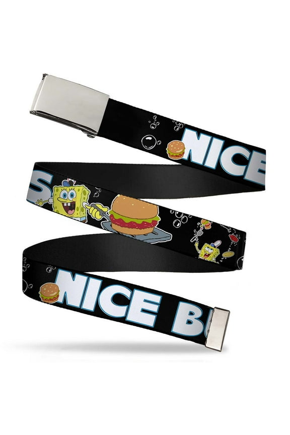Adjustable Belt, Clamp Buckle, Cut-to-Fit, SpongeBob Krabby Patty Nice Buns