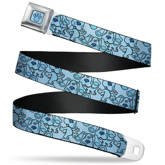 Nickelodeon Belt, Seatbelt Buckle Belt, Blues Clues Blue Poses Scattered, 34 to 52 Inches
