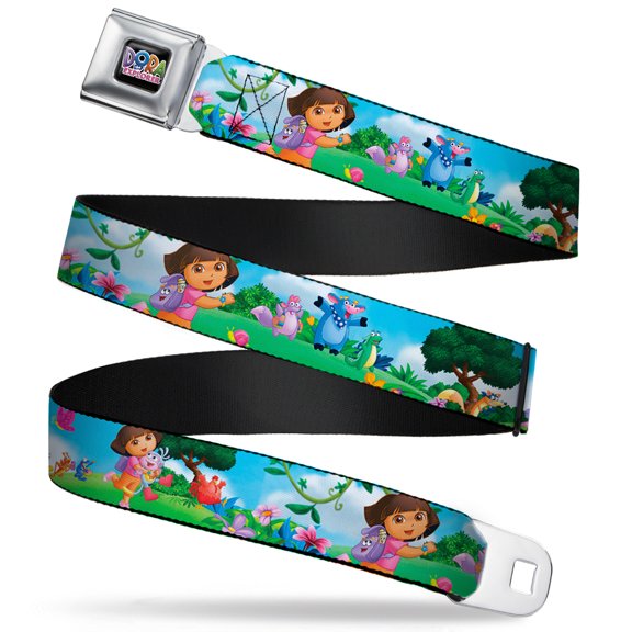 Nickelodeon Belt, Seatbelt Buckle Belt, Dora Running Animal Friends Outdoors, Youth 22 to 32 Inches