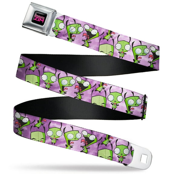 Nickelodeon Belt, Seatbelt Buckle Belt, Invader Zim Gir Poses Tie Dye Blues, 30 to 44 Inches