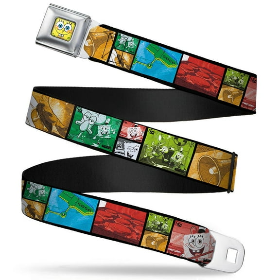 Nickelodeon Belt, Seatbelt Buckle Belt, Krusty Krabs Cam Scene Blocks, Youth 22 to 32 Inches