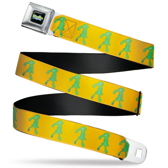 Nickelodeon Belt, Seatbelt Buckle Belt, SpongeBob Squidward Bold and Brash Painting Orange Green, Youth 22 to 32 Inches
