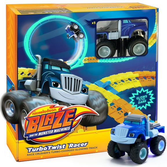 Nickelodeon Blaze and the Monster Machines STEM Race Track Glowing Toy - Monster Truck Gift for Boys Girls and Kids Ages 3-6 (Crusher)