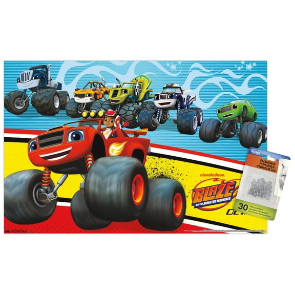 Nickelodeon Blaze and the Monster Machines Wall Poster with Push Pins, 14.725" x 22.375"