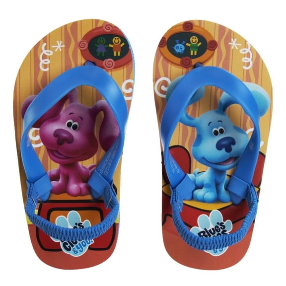 Nickelodeon Blues Clues Boys Toddler Flip Flops with back strap - Blue, 7-8