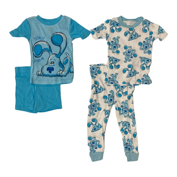 Nickelodeon Blues Clues Short Sleeve 4 Piece Cotton Pajama Set (4T)