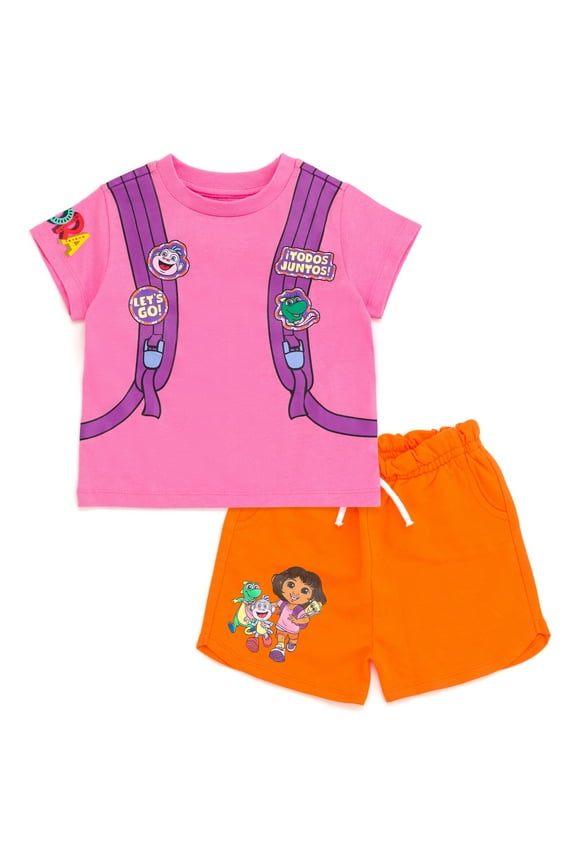 Nickelodeon Boots Dora the Explorer Isa the Iguana Cosplay T-Shirt and French Terry Shorts Outfit Set Toddler to Little Kid
