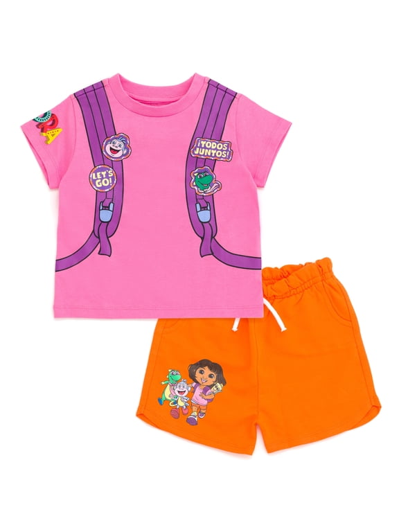 Nickelodeon Boots Dora the Explorer Isa the Iguana Cosplay T-Shirt and French Terry Shorts Outfit Set Toddler to Little Kid