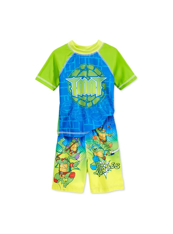 Nickelodeon Boys 2-Piece Rash Guard Graphic T-Shirt, Green, 2T
