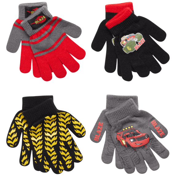 Nickelodeon Boys 4 Pack Mitten or Glove Set: Paw Patrol and Blaze (Toddler/Little Boys)