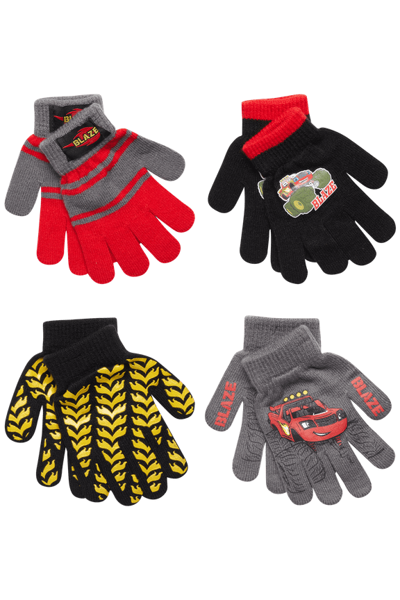 Boys 4 Pack Mitten or Glove Set: Paw Patrol and Blaze (Toddler/Little Boys)