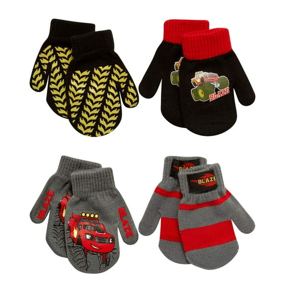Nickelodeon Boys 4 Pack Mitten or Glove Set: Paw Patrol and Blaze (Toddler/Little Boys)