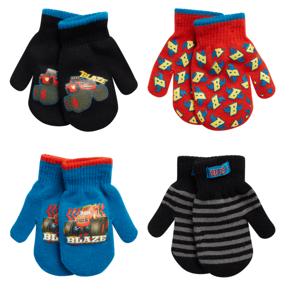 Nickelodeon Boys 4 Pack Mitten or Glove Set: Paw Patrol and Blaze (Toddler/Little Boys)