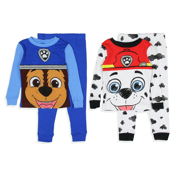 Nickelodeon Boys Paw Patrol Chase and Marshall 4 Piece Toddler Cotton Pajamas (2T)