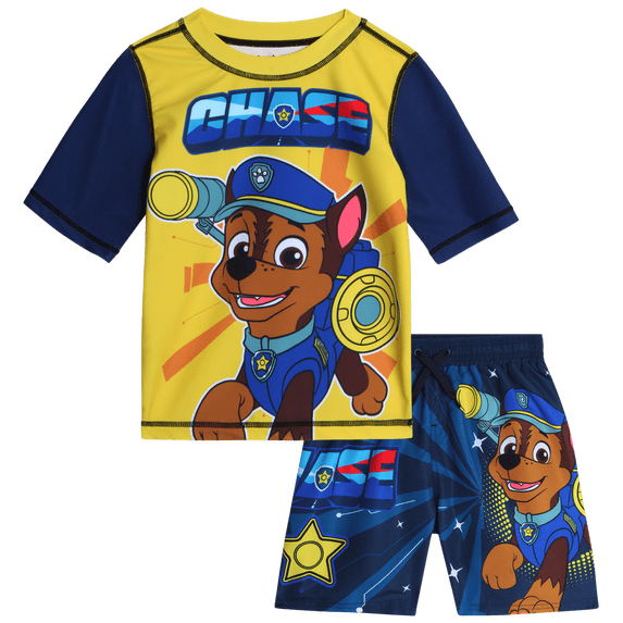 Nickelodeon Boys Swim Set - Paw Patrol Teenage Mutant Ninja Turtle UPF50+ Rash Guard & Swim Trunks 2 Piece