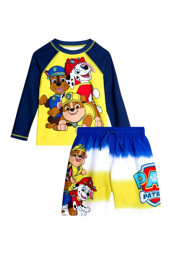 Boys Swim Set - Paw Patrol Teenage Mutant Ninja Turtle UPF50+ Rash Guard & Swim Trunks 2 Piece