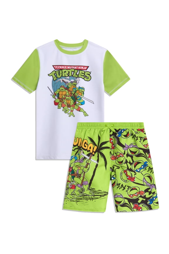 Boys Swim Set - Paw Patrol Teenage Mutant Ninja Turtle UPF50+ Rash Guard & Swim Trunks 2 Piece