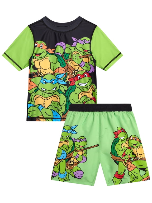 Boys Swim Set - Paw Patrol Teenage Mutant Ninja Turtle UPF50+ Rash Guard & Swim Trunks 2 Piece